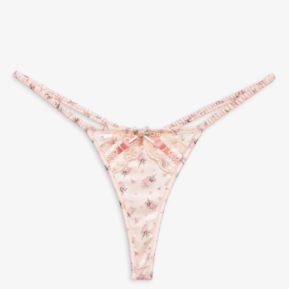 For Love & Lemons Peaches & Cream Thong Panty Peach XL NEW - Picture 3 of 6